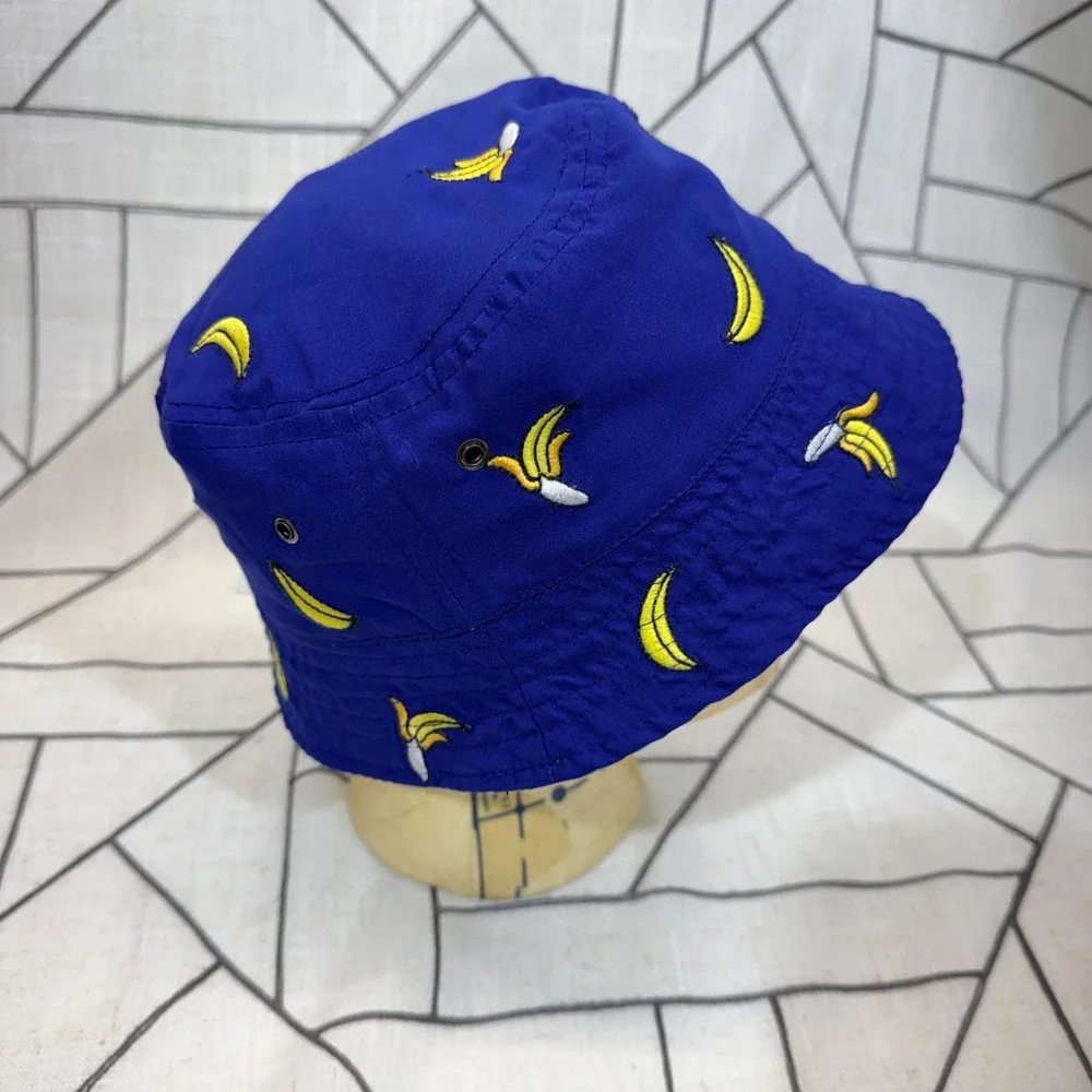Hanna Andersson Reversible Bucket Hat Small Blue Green‎ Banana Dinosaur Print